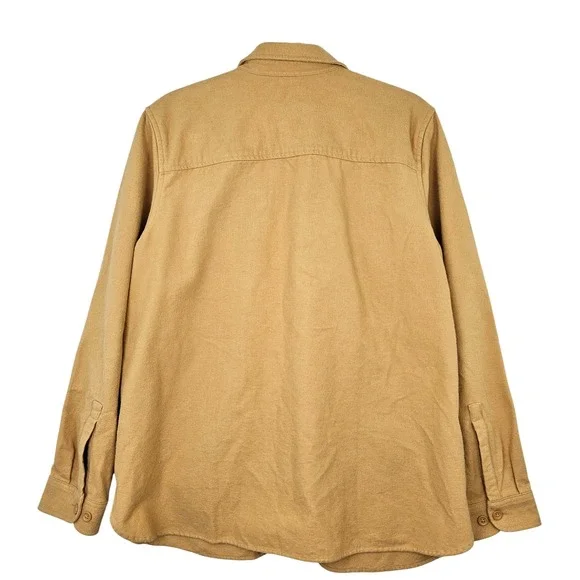 LL Bean Men's XL Traditional Fit Chamois Flannel Shirt Tan Heavyweight Button Up - Picture 6 of 7
